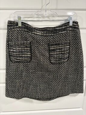 LOFT Black & Cream Tweed Pocket Mini Skirt